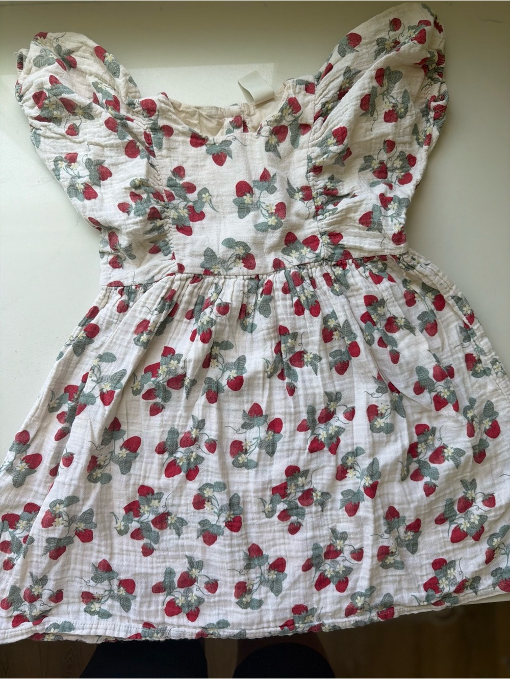 H&M White Dress with Red Strawberry Print